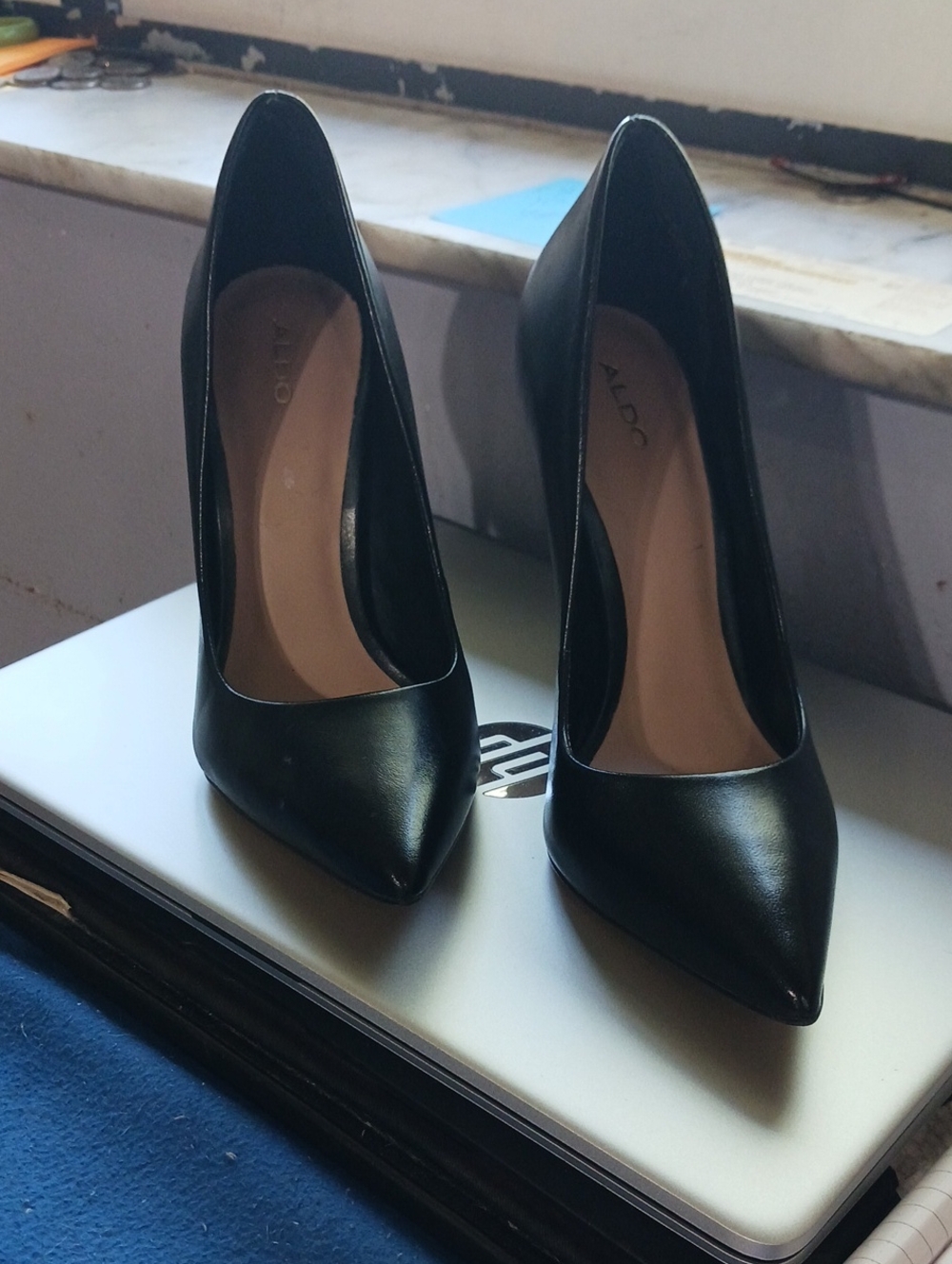 Aldo Black Pointed-Toe High Heel Pumps